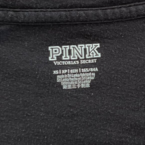 Victorias Secret PINK Short Sleeve Tie Dye Black Oversized Soft Crop Tee Size XS - Picture 8 of 9